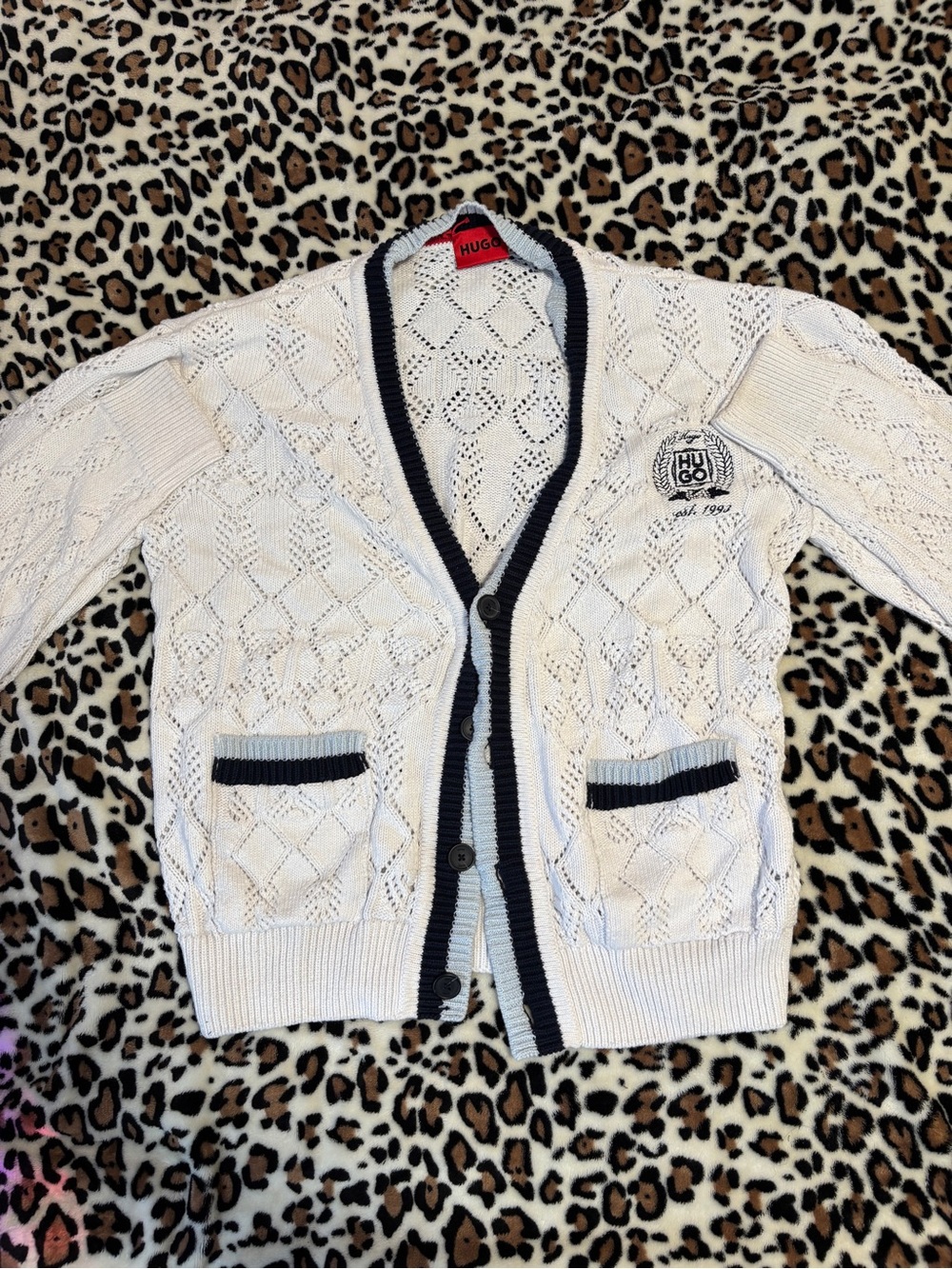 Hugo Boss White Knit Cardigan